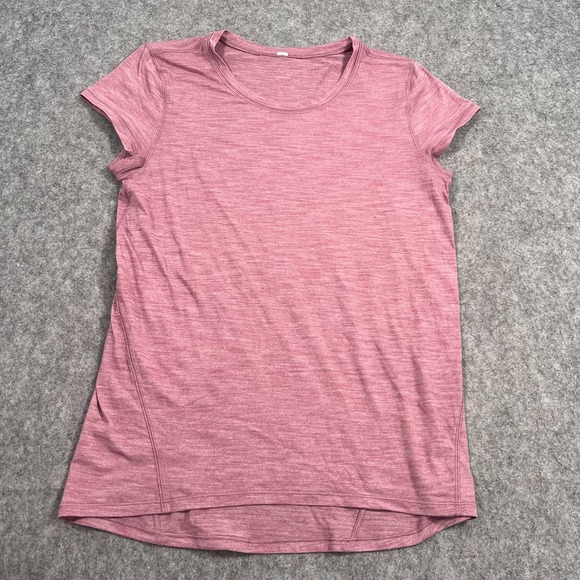 Lululemon Athletica Heathered Fatigue Another Mile Short Sleeve Top Women's Sz 8 - Picture 1 of 5